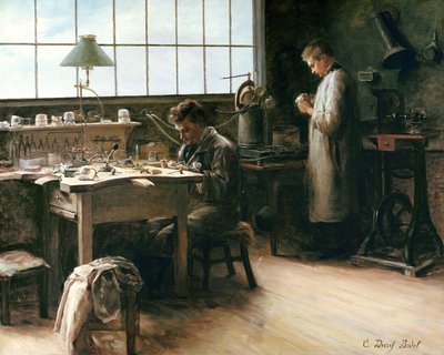 Die Werkstatt für falsche Zähne, ca. 1880 von C. Durif Bedel